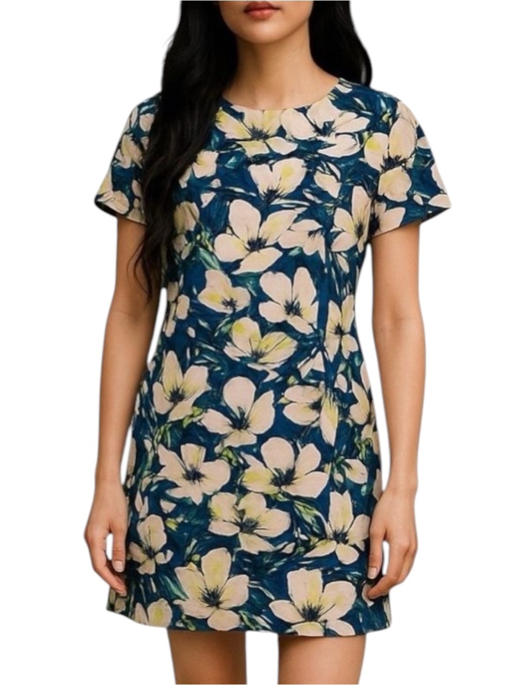 J Crew Blue Pink Green Floral Short Sleeve CottageCore Dress NWOT Size 2